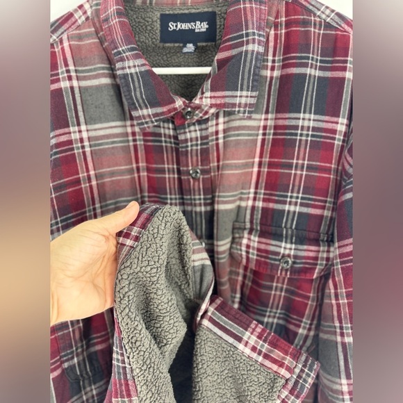 St. John's Bay Red and Gray Plaid Shirt - Picture 2 of 5